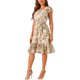 thumbnail image 4 of INSPIRE CHIC Vestido Midi Floral para Mujer Cuello Cuadrado Mangas Cortas con Volantes Dobladillo con Volantes Línea A Vestido de Invitada de Boda de Verano Beige XL, 4 of 5