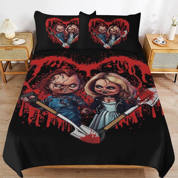 Bride of Chucky Duvet Cover Set 3 Piece Bedding Set Double Sided Printing Decorative Comforter Cover Set