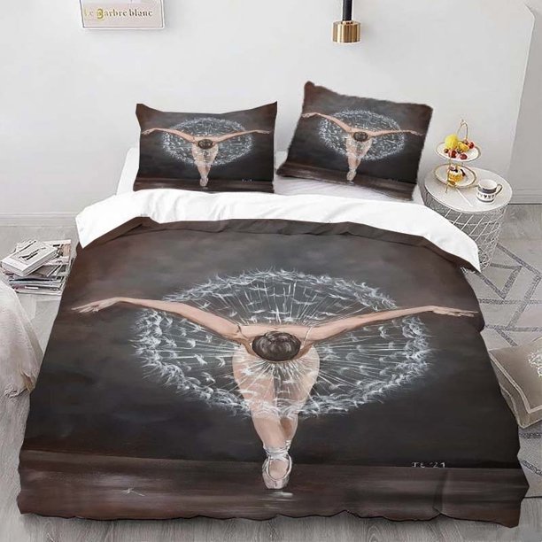 Ballet Dandelion Themed Three-Piece Bedding Set Duvet Cover and Pillowcase Set Soft and Comfortable