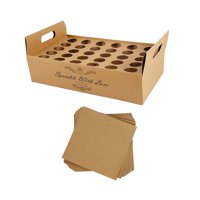 Magideal - Conos De Confeti Y Caja De Soporte, Bandeja Decorativa, Pétalos De Flores Secas, Conos De Confeti, Caja De Conos De Papel Para El Día De San Valentín 30 Agujeros Marrón