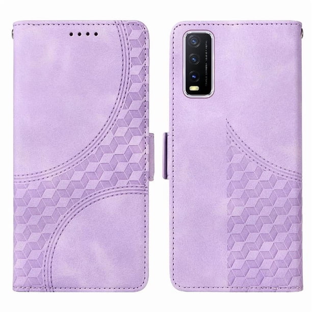 Carcasa FOXDOCK Vivo Y20 de cuero PU, diseño acolchado clásico, protección contra caídas y rayones