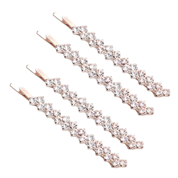 2 pares de horquillas de cristal con brillantes diamantes de imitación, elegantes y decorativas para mujer (diamantes de imitación AB)