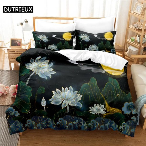 Lotus Bedding Set Duvet Cover Set Bedding Digital Printing Bed Linen Bedding Set Fashion Design
