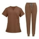 thumbnail image 2 of Uniforme Médico Conjunto Enfermera Top Pantalones Enfermería Médicos Ropa Uniforme Trajes De Trabajo L Marrón, 2 of 2