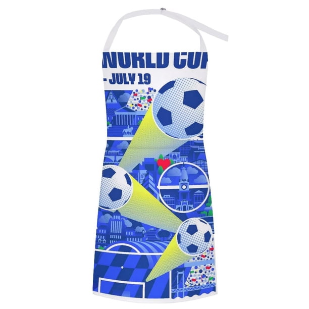 Copa Mundial de la FIFA delantal temático para cocinar, esencial para el hogar, delantal de barbacoa/bufanda de cocina con bolsillos para hombres y mujeres, regalo para el hogar