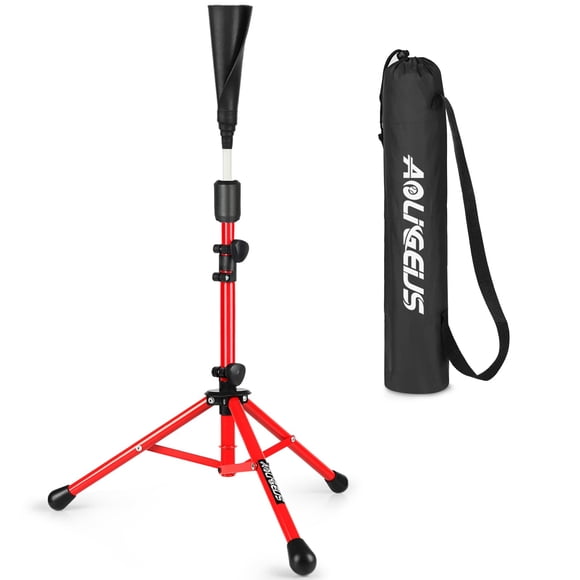 Tee de béisbol AOLIGEIJS ajustable en altura y portátil, rojo