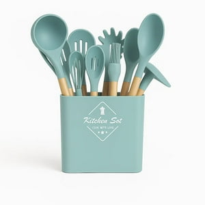 Estilodomus - Set 12Pcs Utensilios De Cocina De Silicona Antiadherentes Azul