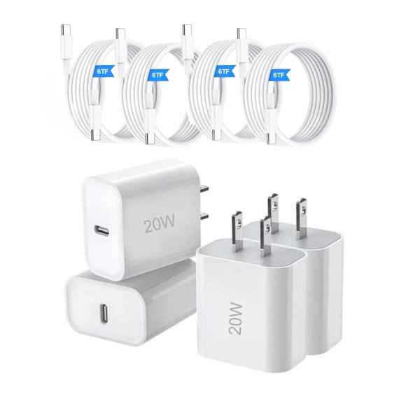 Cargador USB-C FDHJGFTR 20W paquete de 4 unidades - Carga rápida