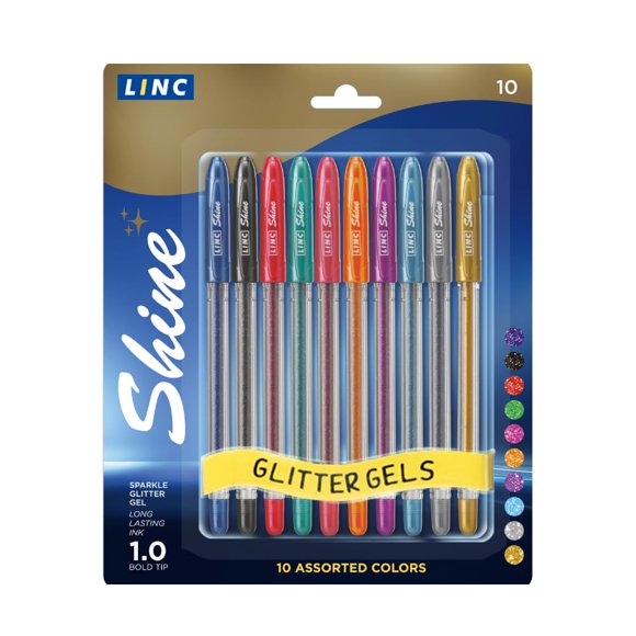 Bolígrafo de gel linc Shine 10 unidades surtidas con glitter