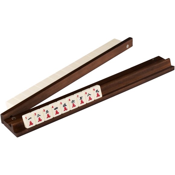 Set de 4 Soportes para Mahjong MUTEX de Madera de Nogal 44 cm con Empujadores