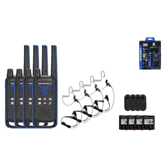 Radio bidireccional Motorola Solutions Talkabout T802, paquete de 4, azul/negro