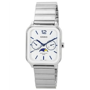 Reloj Casio Analógico Estándar Con Fase Lunar, Esfera Plateada, De Cuarzo Mtp-M305D-7A Para Hombre
