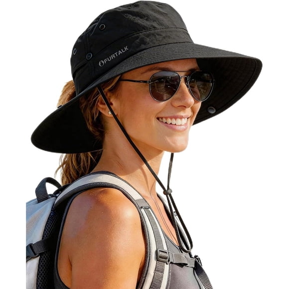 FURTALK Sun Hats for Women Wide Brim Bucket Hat Ponytail Hole
