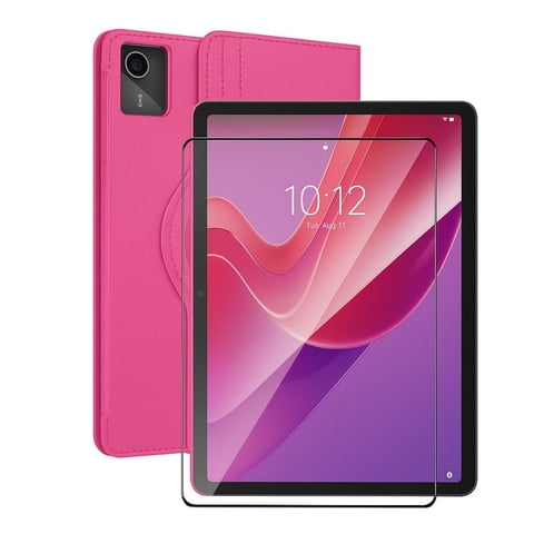 Mar Cases - Carcasa Funda Giratoria Para Tablet Lenovo M11 11 Fucsia + Vidrio