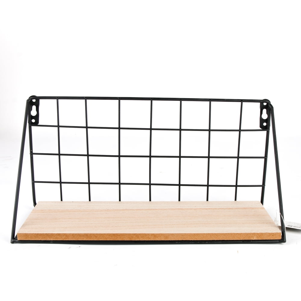 Homewell - Repisa Estante De Pared Muro De Metal Y Madera 29.5x14.3x11cm