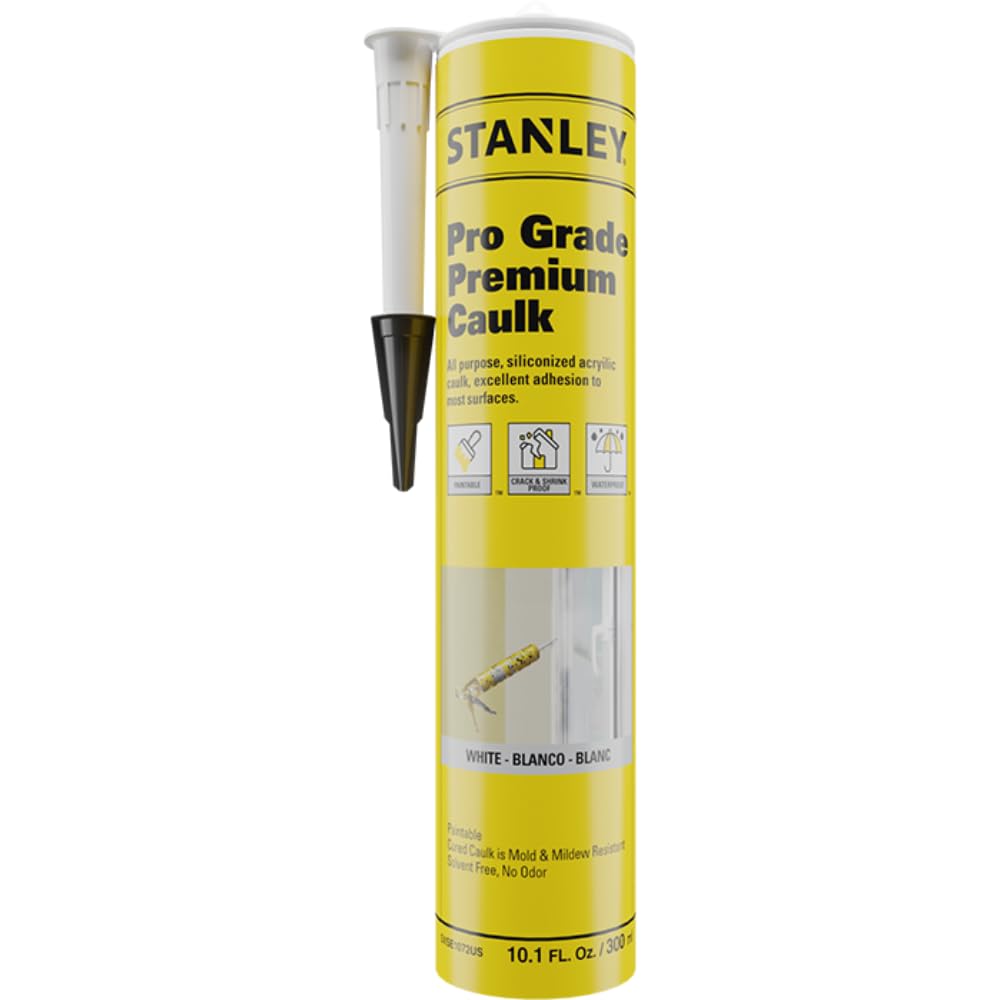 Sellador Stanley Premium, Acrílico Siliconado Blanco, 300 Ml