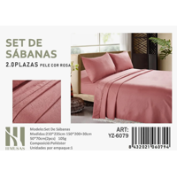 Tecnocasa - Set De Sabanas 2 Plazas Color Rosa 200 Hilos + 2 Funda De Almohada