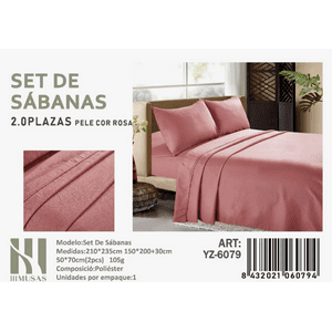 Tecnocasa - Set De Sabanas 2 Plazas Color Rosa 200 Hilos + 2 Funda De Almohada