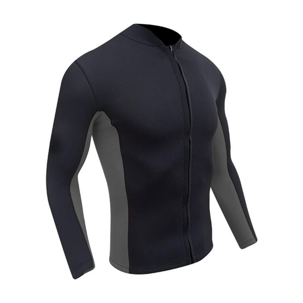 Traje De Neopreno Para Hombre, Chaqueta De Manga Larga Para Esnórquel, Deportes Acuáticos, Buceo, Gris, Negro, XL