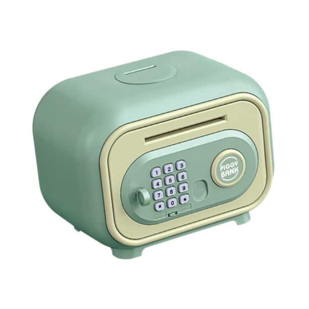Alcancía para niños, modo doble, contraseña, gran capacidad, cajero automático con desplazamiento automático, caja de ahorros para niños de 3 a 8 años verde