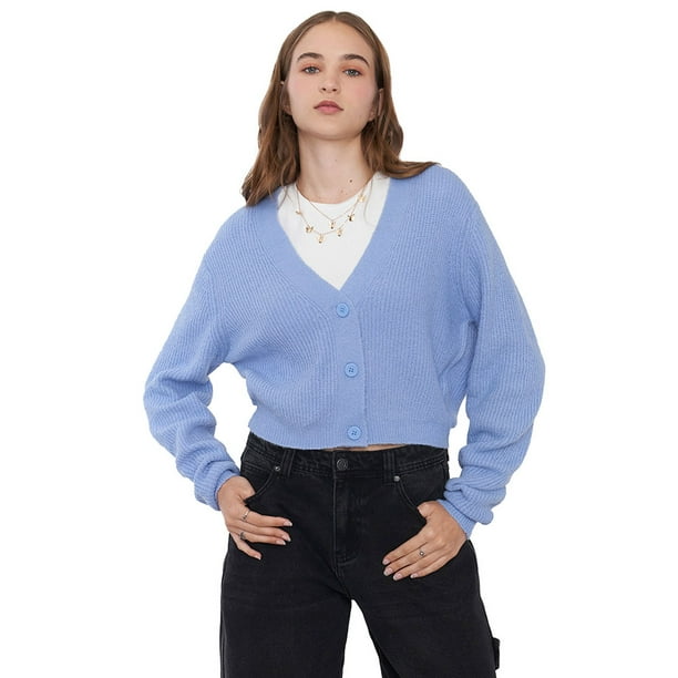 Sweater Mujer Cárdigan Celeste Corona