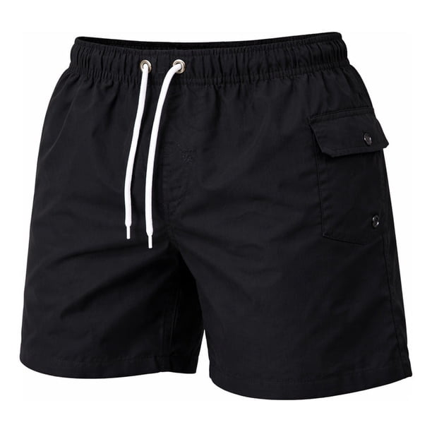 Short De Baño Negro Para Hombre, Estilo Dominante Negro Liso M