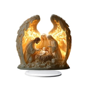 Bothyi - Estatuilla De Belén Navideño Para Interior Y Exterior, Escritorio De Acrílico, Adorno De Mesa, Ala 18X18Cm