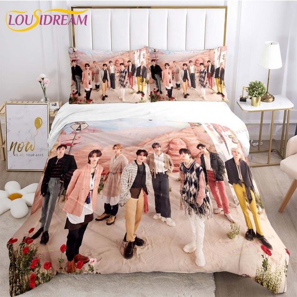 Stray Kids Kpop Quilt Duvet Cover Set Children Doona Cover3-Piece Bedding Set