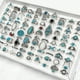 thumbnail image 5 of 50pcs/lot Boho Blue Stone Turquoise Rings for Men - Ethnic Finger Ring Set for Party Gifts and Jewelry Enthusiasts, 5 of 5