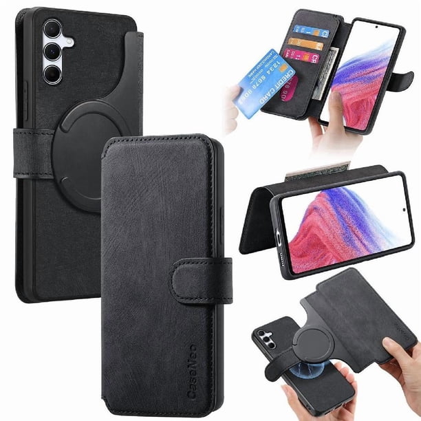 Funda Billetera Magnética para Samsung Galaxy M15 Soporte Tarjetas Desmontable Negro