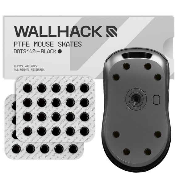 Deslizadores para ratón Wallhack PTFE de puntos 7 mm x 7 mm negro