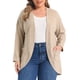 thumbnail image 1 of GRACE & GRANDEUR Cárdigan abierto de talla grande para mujer, tejido de punto acanalado, manga larga, suéteres casuales con bolsillos 3X Beige, 1 of 7