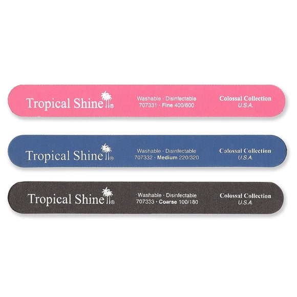 Set de 3 limas de uñas Tropical Shine 22 cm (fina/ media/ áspera)