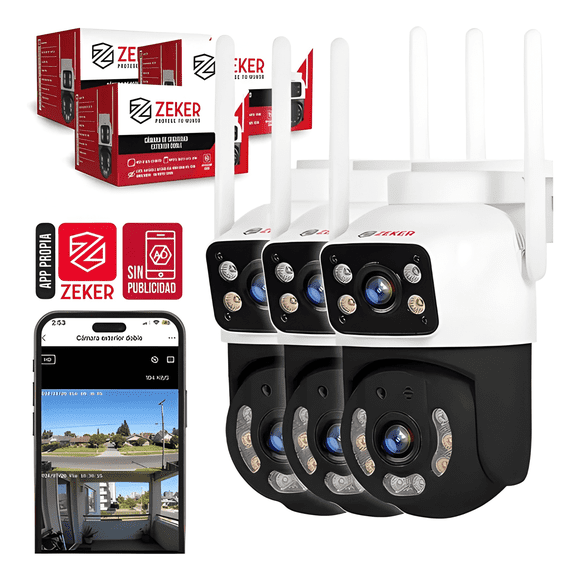 Pack X3 Cámara de Seguridad 2.4g Zeker Doble 4mp Max