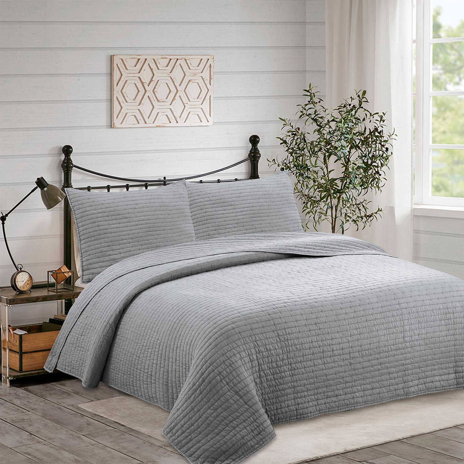 Dib - Quilt Patchwork Formas 2p Gris