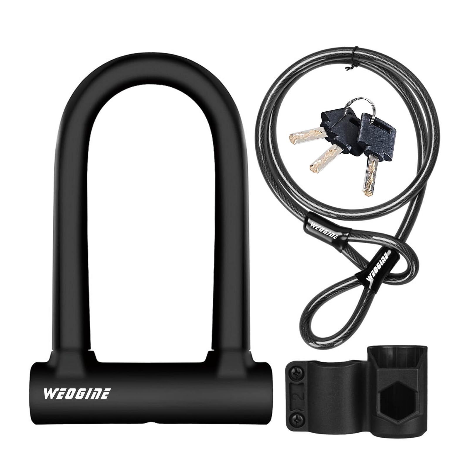 Candado En U Para Bicicleta Weogine, Arco De 17 Mm, Cable De 1,5 M, 3 Llaves