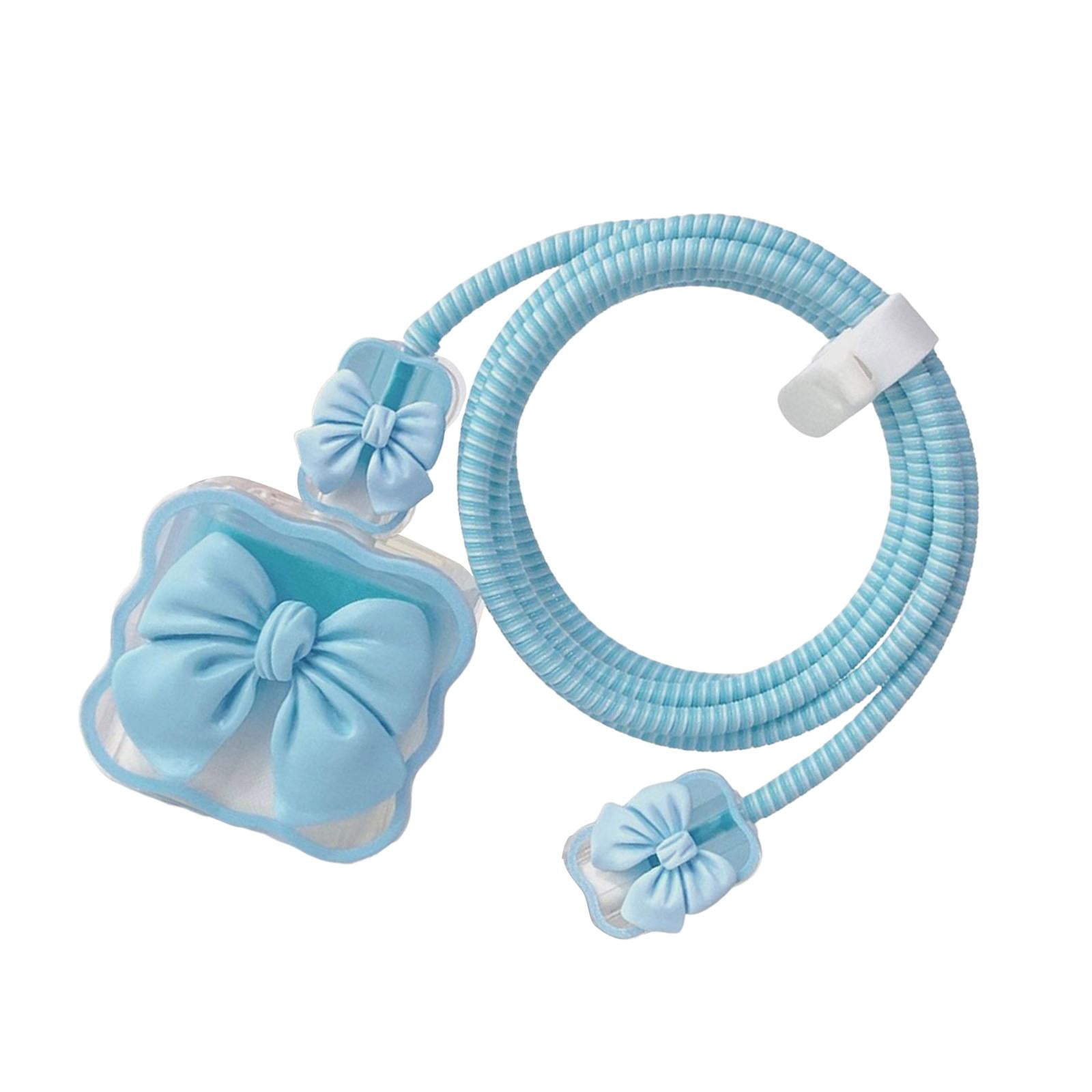 Bothyi - Cargadores Cable Funda Protectora 4in1 3d Funda Protectora Para Teléfono Celular Nudo De Lazo Azul