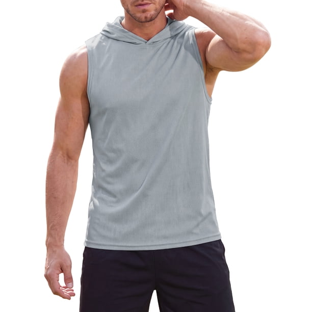 INSPIRE CHIC Chaleco con Capucha para Correr sin Mangas de Verano para Hombres M Gris