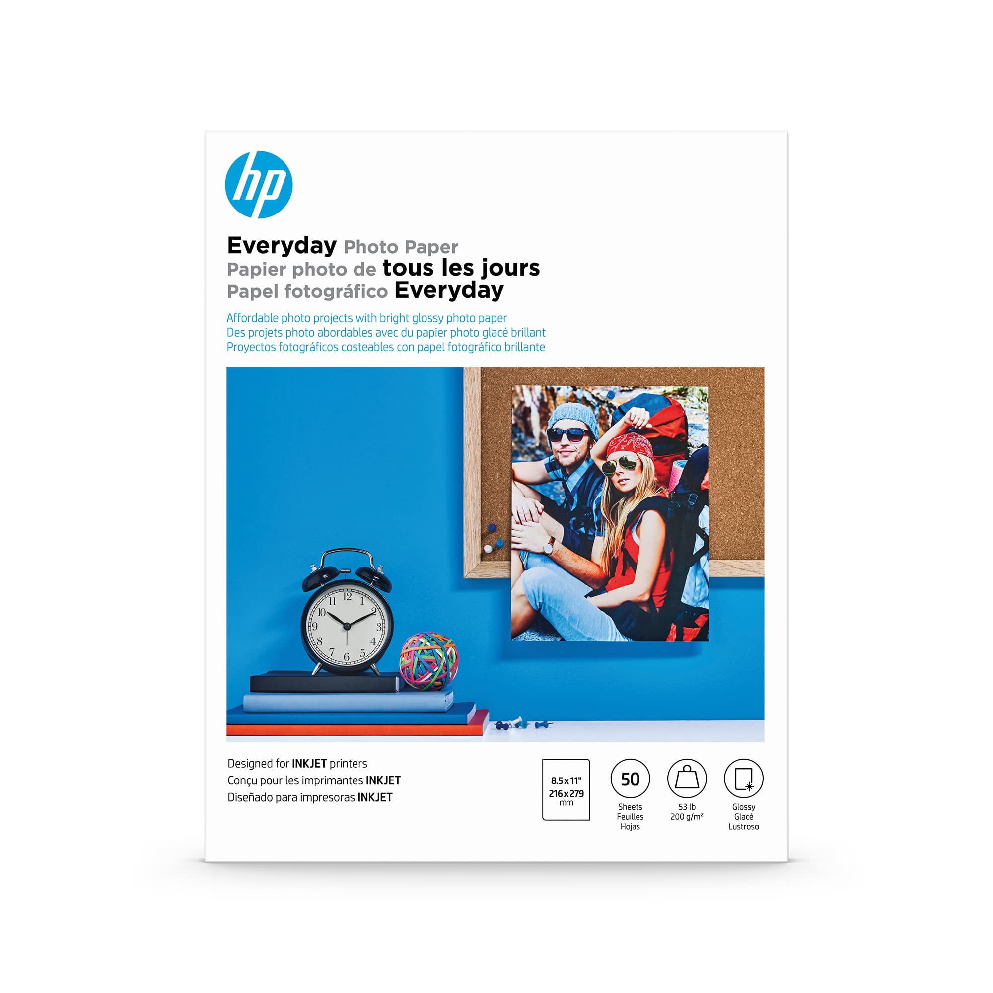 Papel Fotográfico Hp Everyday Glossy, 8.5 X 11 Pulgadas, 50 Hojas Q8723a
