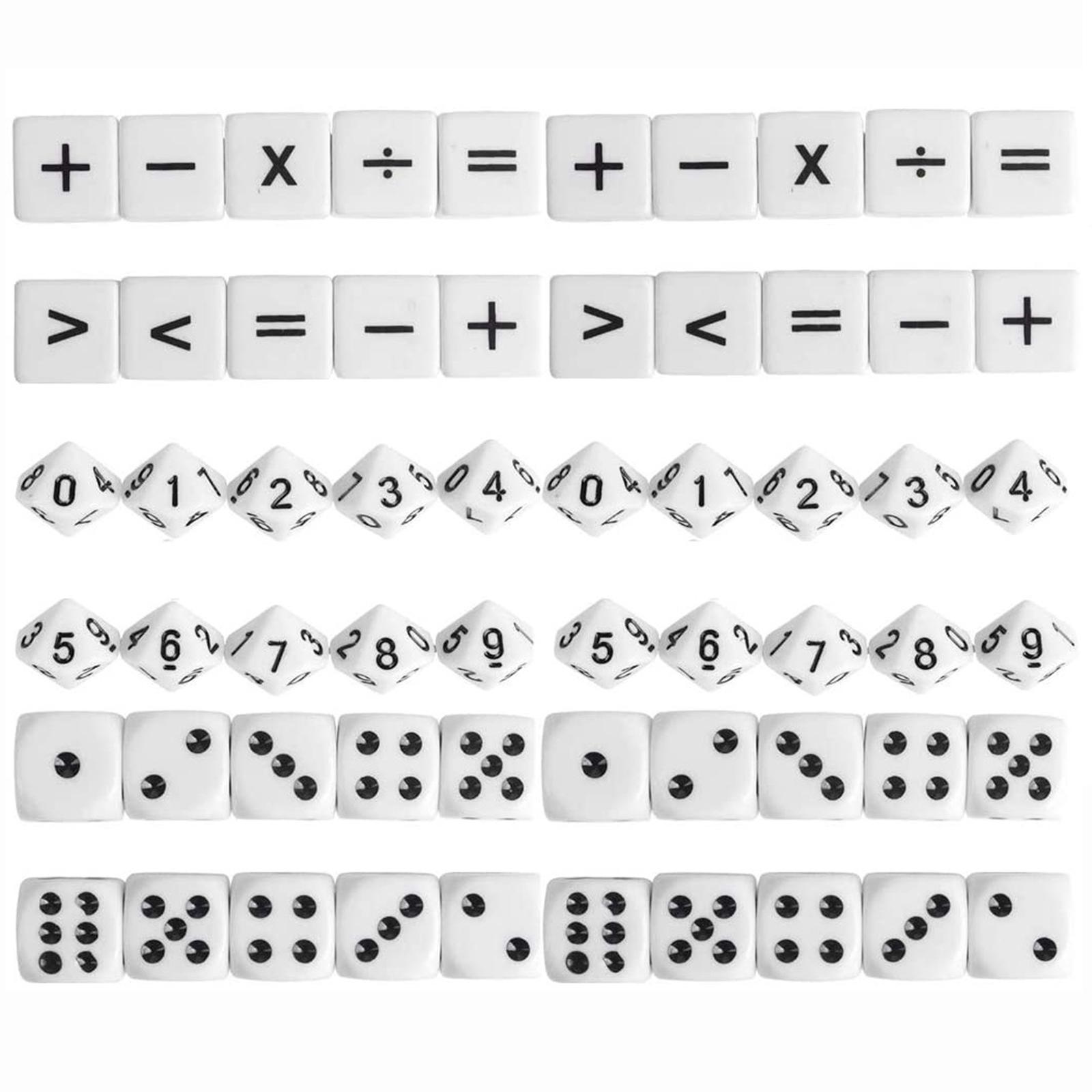 Magideal - 30 Unids Dados Matemáticos Suministros De Aprendizaje Suministros Adición Resta División De Multiplicación Acrílico Matemáticas Juguetes Para Juegos