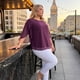 thumbnail image 3 of Agnes Orinda Blusas Casuales de Verano para Mujer Talla Grande de Escuela Colegio de Gasa Mangas de Pétalo 3/4 Cuello Redondo Fluidas 1X Púrpura Oscuro, 3 of 8