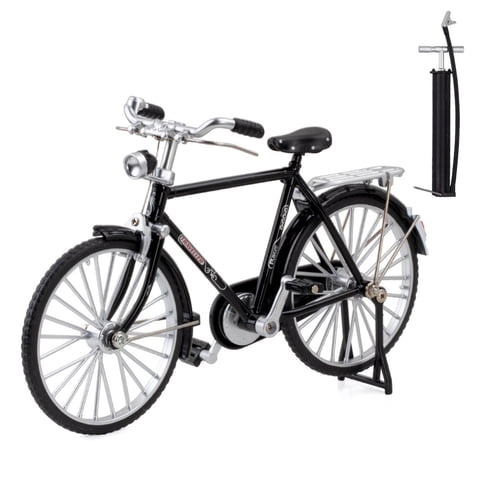 Magideal - 1 Pieza 1:10 Bicicleta Modelo Dedo Bicicleta Aleación Decoración Retro Miniatura Bicicleta En Juguete Bicicleta Modelo Decoración Para Oficin Negro Con Bomba