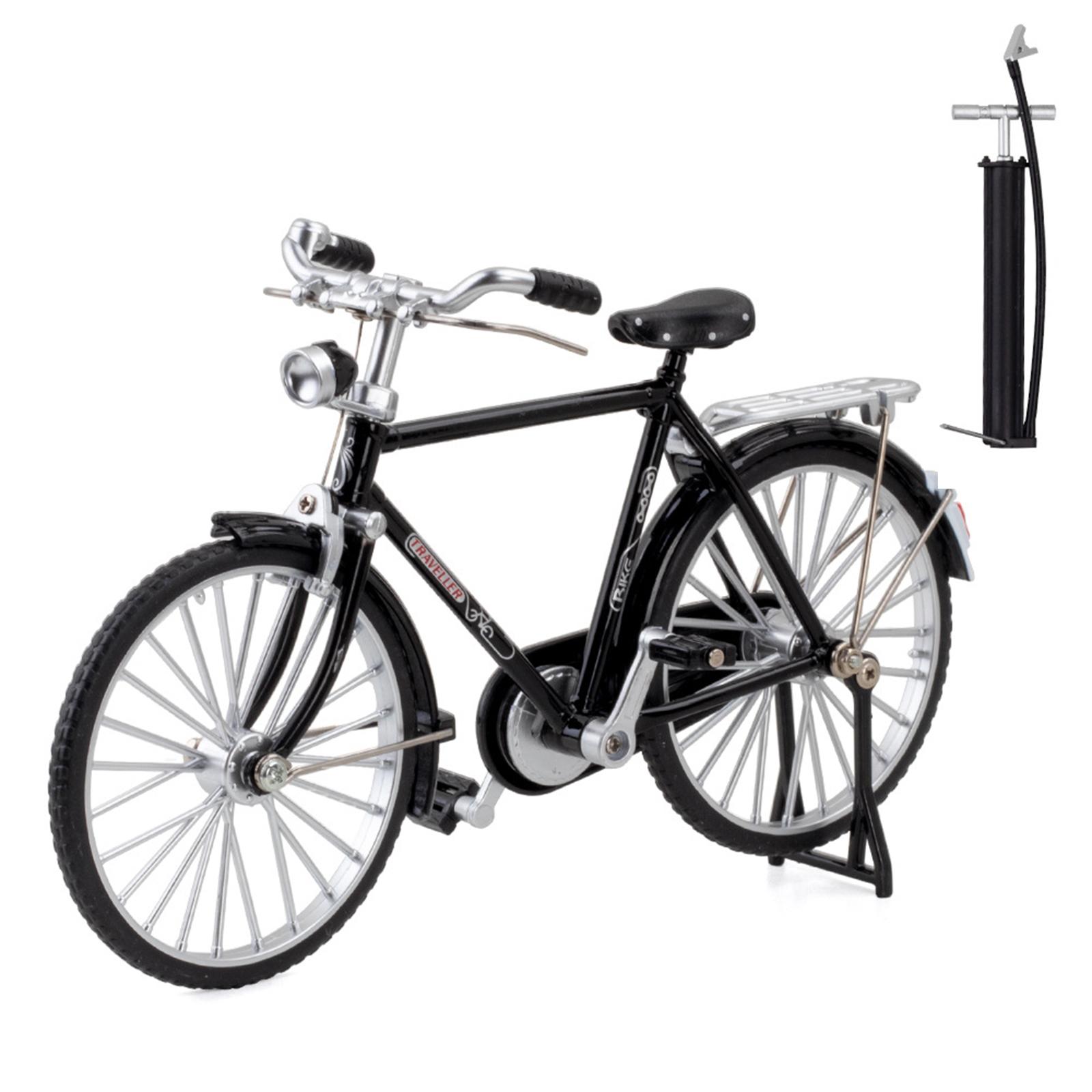 Magideal - 1 Pieza 1:10 Bicicleta Modelo Dedo Bicicleta Aleación Decoración Retro Miniatura Bicicleta En Juguete Bicicleta Modelo Decoración Para Oficin Negro Con Bomba