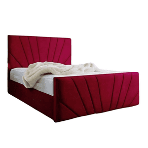 Mueblart - Base De Cama Doble Respaldo 2 Plazas Lino Burdeo