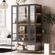 thumbnail image 2 of 67.25'' Tall Iron Display Cabinet with Glass Door and LED Lights Steel Curio Cabinet for Collectibles Figures Trophies 3-Sided Glass Display Case for Home Office Study Room Stores Playroom - Black, 2 of 3