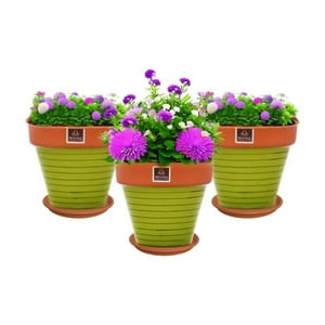 Mestiza - Set De 3 Maceta Kony 15Cm Terra Verde Y Sus Platos