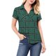 thumbnail image 5 of INSPIRE CHIC Camisas de Cuadros para Mujer Cuello en Punta Abotonado Blusas de Regreso a Clases Verde S, 5 of 7