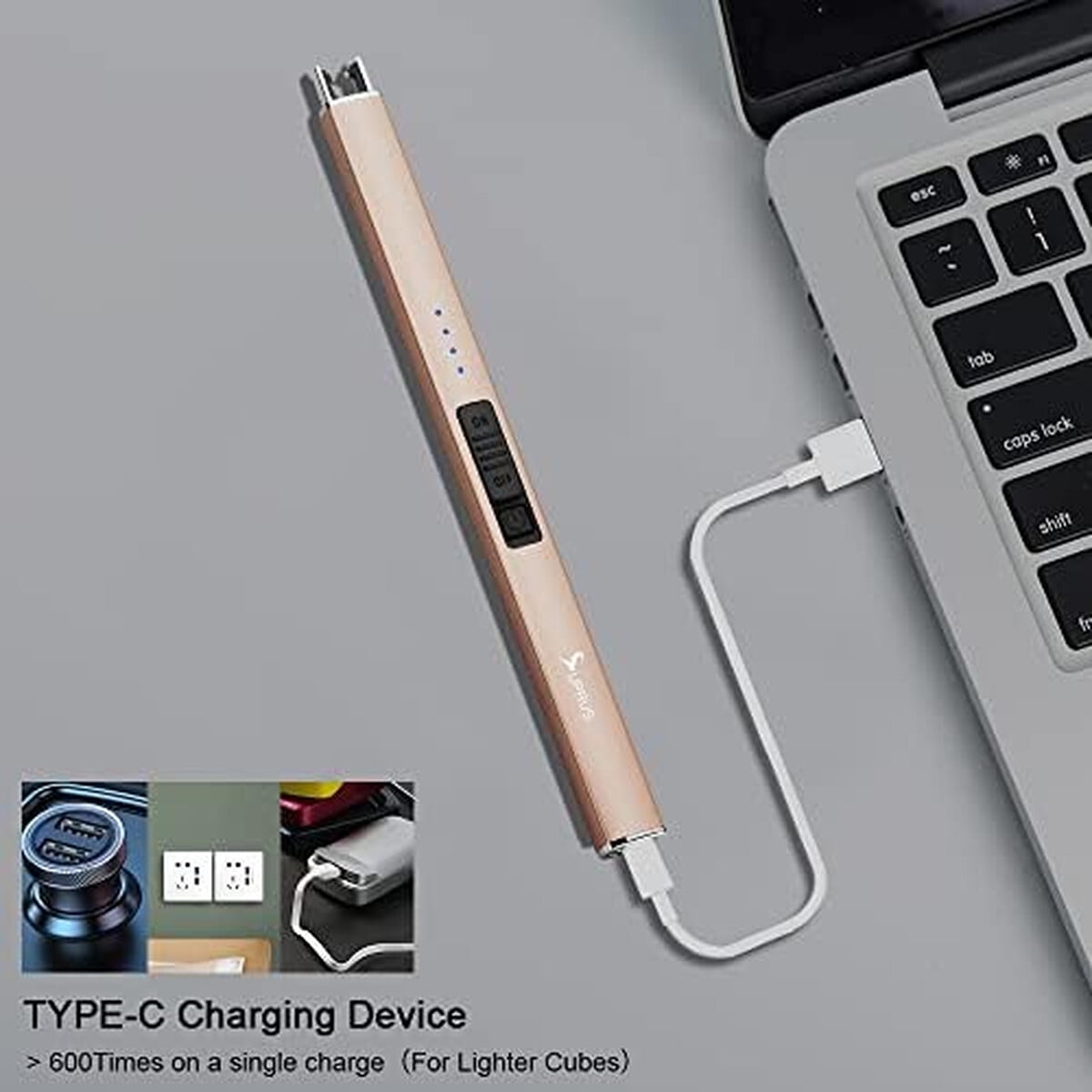 Encendedor Eléctrico Suprus Arc Recargable Usb Dorado
