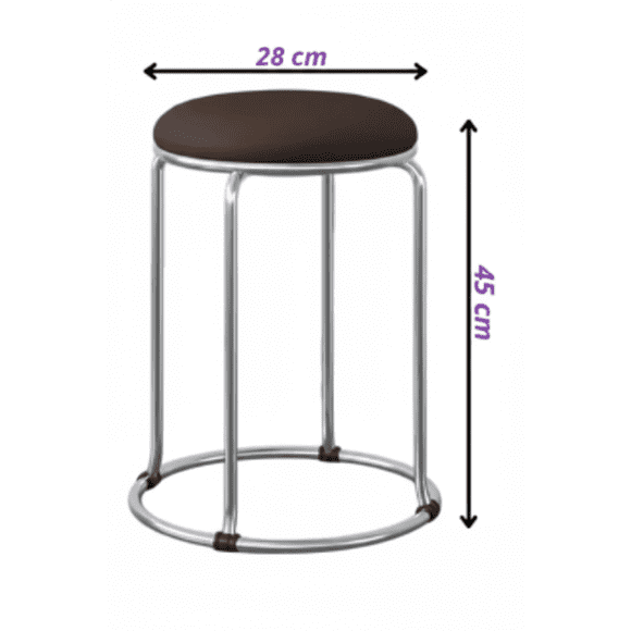 Piso Taburete Circular con Asiento Acolchado y Estructura Cromada
