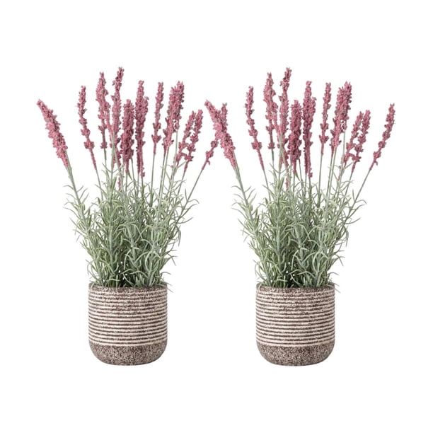 Set 2 Plantas Artificiales Flores Lavanda Decoracion Hogar terracota